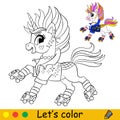 Kids coloring cartoon unicorn character vector illustration 5