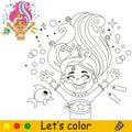 Kids coloring cute happy mermaid vector illustration