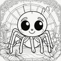 Kids\' Coloring Delight: Adorable Spider Cub in 3D Black & White