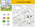 Kids coloring by number running rabbit vector illustration Royalty Free Stock Photo
