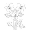 kids coloring page of hibiscus flower illustration with line art stroke