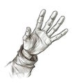 Kids coloring page of a human hand that is blank and downloadable for them to complete.