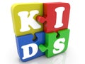 KIDS concept on colored puzzle pieces Royalty Free Stock Photo