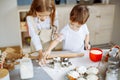 Kids Cooking Baking Cookies Kitchen Concept. Royalty Free Stock Photo