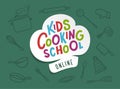 Kids cooking school banner. Vector illustration.