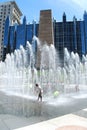 Kids cool off in water fountain