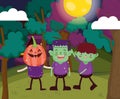 Kids with costume halloween image