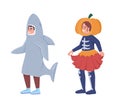 Kids costumes semi flat color vector character set Royalty Free Stock Photo