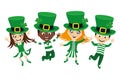 Kids in costumes for St. Patrick`s Day.