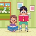 kids couple reading