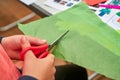 Kids craft session with scissors