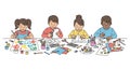 Kids crafting at a table Royalty Free Stock Photo