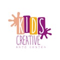 Kids Creative Class Template Promotional Logo With Paint Stains Symbols Of Art and Creativity