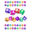 Kids cubes with ABC font. Creative children logo. Playground for childhood. Colorful style toy blocks. Alphabet studying Royalty Free Stock Photo