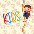 Kids cute girl climbing rope funny