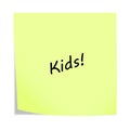 Kids 3d illustration post note reminder on white with clipping path