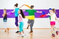 Kids in dancing class traninng with scarfs Royalty Free Stock Photo