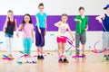 Kids in dancing class traninng with scarfs Royalty Free Stock Photo