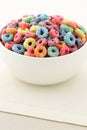 Kids delicious cereal loops or fruit cereal Royalty Free Stock Photo