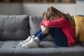 Kids Depression Concept. Upset Little Girl Crying At Home Royalty Free Stock Photo