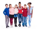 Kids with different clothes standing together