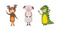 Kids different costumes isolated vector illustration