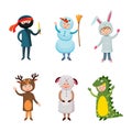 Kids different costumes isolated vector illustration