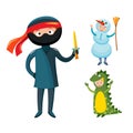 Kids different costumes isolated vector illustration