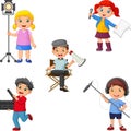 Kids in Different Theater Roles from Director to Actor, Gaffer to Boom Operator Royalty Free Stock Photo