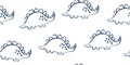 Kids dino pattern as outline ink kids drawing Royalty Free Stock Photo