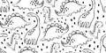 Kids dino pattern as outline ink kids drawing Royalty Free Stock Photo