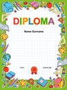 Kids Diploma certificate background design template