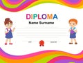 Kids Diploma certificate background design template