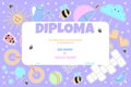 Kids Diploma or certificate template with colorful background