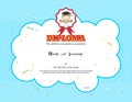 Kids Diploma or certificate template with light blue background