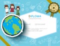 Kids diploma preschool certificate elementary school design