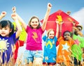 Kids Diverse Playing Kite Field Young Concept Royalty Free Stock Photo