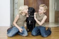 Kids with Dog at Home Royalty Free Stock Photo