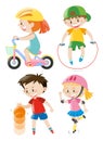 Kids doing different types of exercises