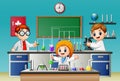 Kids doing experiment in the lab Royalty Free Stock Photo