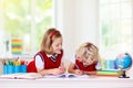 Kids doing homework. Children go back to school Royalty Free Stock Photo