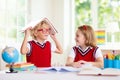 Kids doing homework. Children go back to school Royalty Free Stock Photo