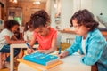 Kids doing their maths assignment in the class Royalty Free Stock Photo