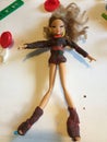 Kids doll dressed with clothes of clay