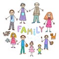 Kids Drawing. Family Royalty Free Stock Photo