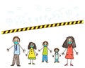 Kids Drawing. Family in Self-isolation during coronavirus pandemic