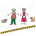 Kids Drawing. Grandparents in Self-isolation during coronavirus pandemic