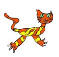 Kids Drawing - orange yellow cat