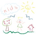 Kids drawing picture - vector Royalty Free Stock Photo