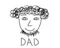 Kids drawing, portrait of father. Vector illustration